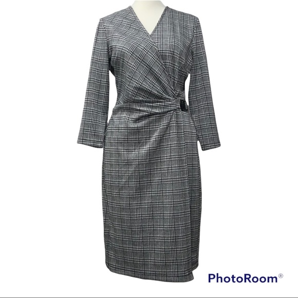 Anne Klein Wrap Dress AK Logo 3/4 Sleeve - Picture 8 of 8